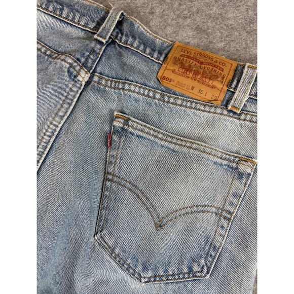 VINTAGE 80s Levis 505 Jeans Mens 36x29 Blue Denim Straight Leg Regular Fit Retro - Picture 6 of 8